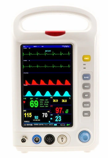 Portable 7inch ECG, Hr, SpO2, NIBP, Resp, Temp Multi Parameter Patient Monitor FM9070