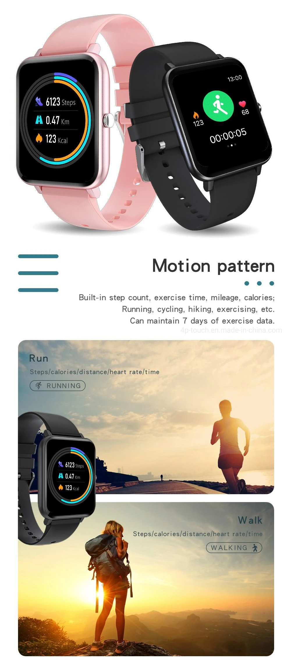New IP67 Waterproof Bluetooth Smart Watch with Health Monitoring D01