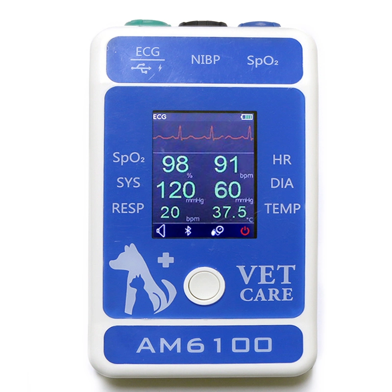 Vet Veterinary Vital Signs Patient Monitor SpO2, ECG, NIBP, Temp, Home Use and Hospital Clinic Veterinary Multiparameter Monitor Veterinary Monitor for Animals