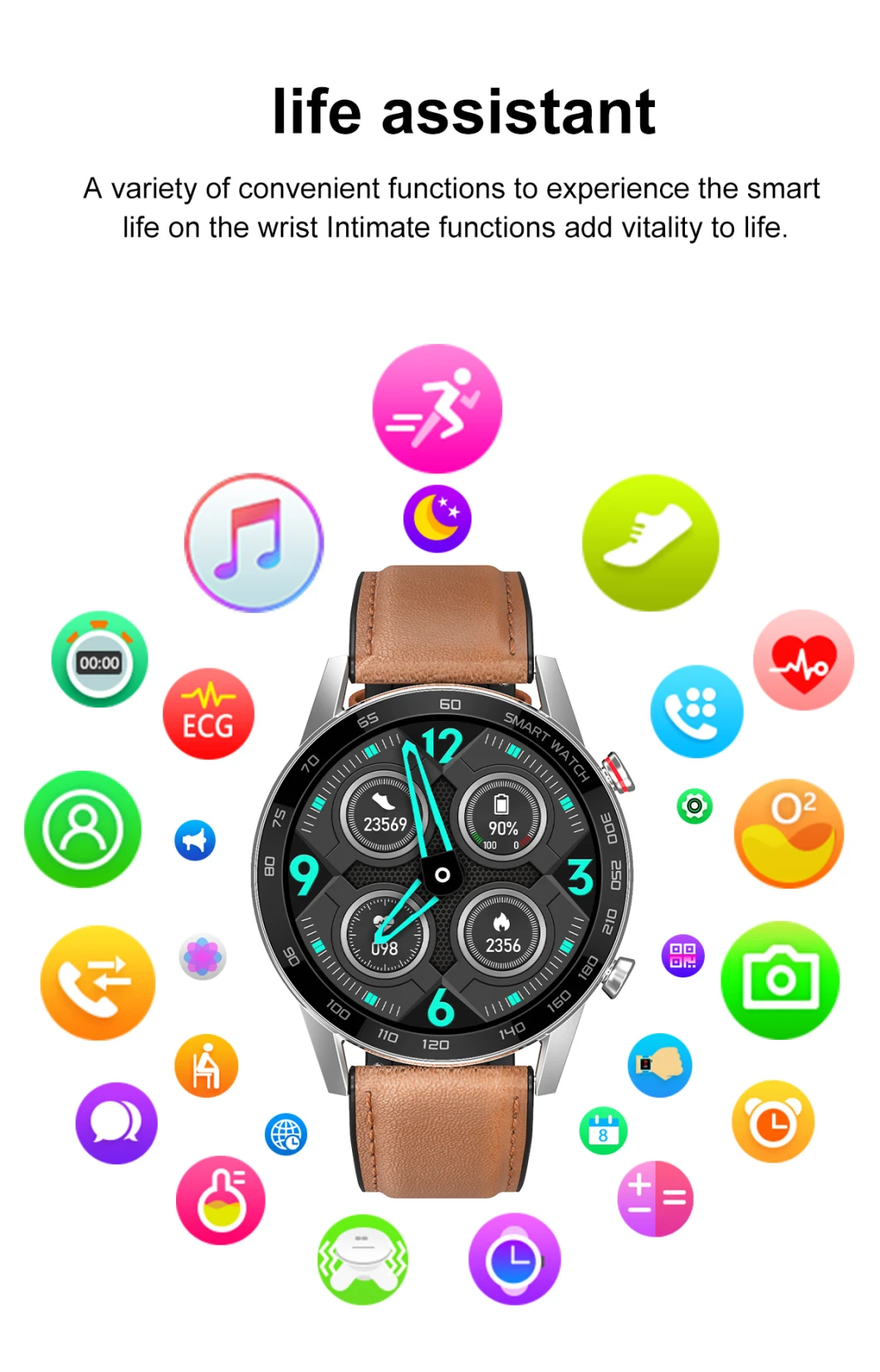 Fashionable Dial Sport Smart Watch Tw95 Bluetooth Call Remote Photo Reloj Fitness 24hours Monitoring Smartwatches