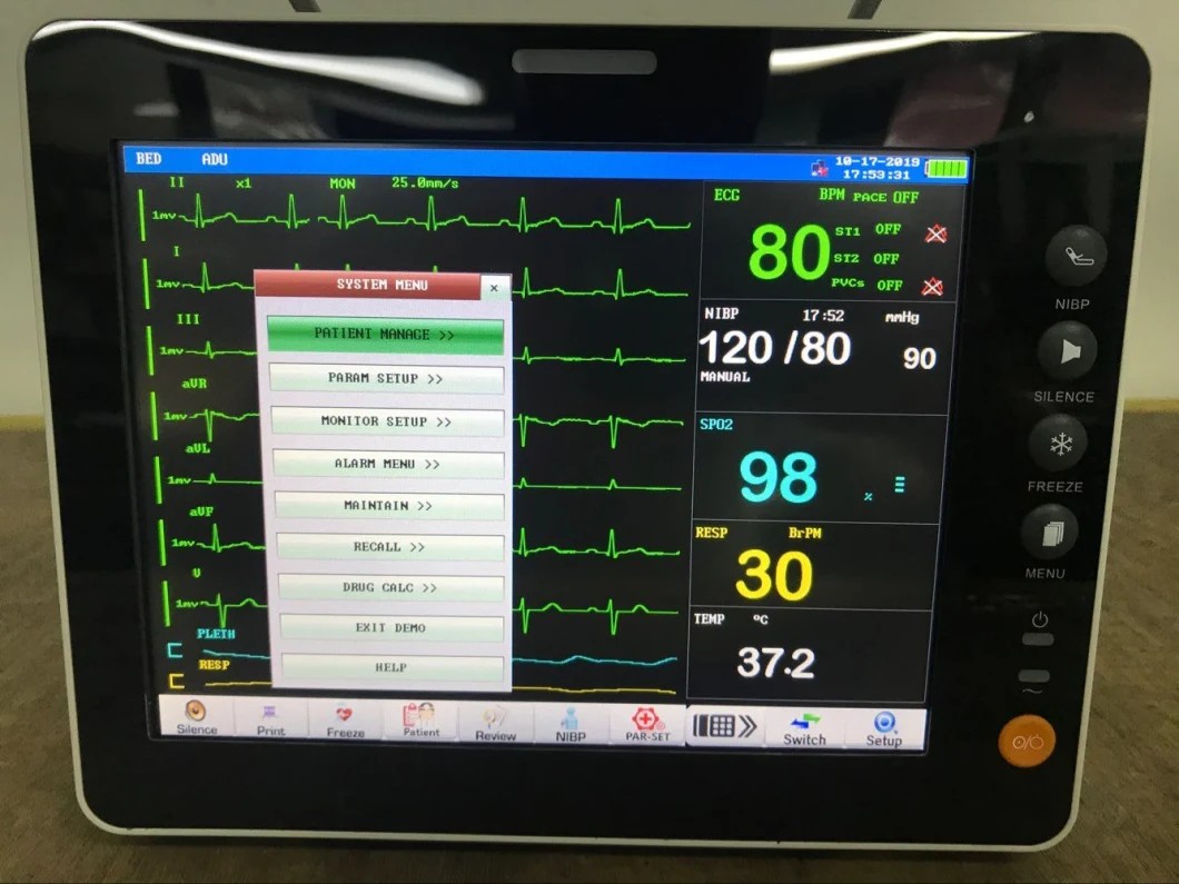 Large Capacity Battery Cheap Multi-Parameter Portable Patient Monitor/Cheap Patient Monitor Vital Sign Patient Monitor