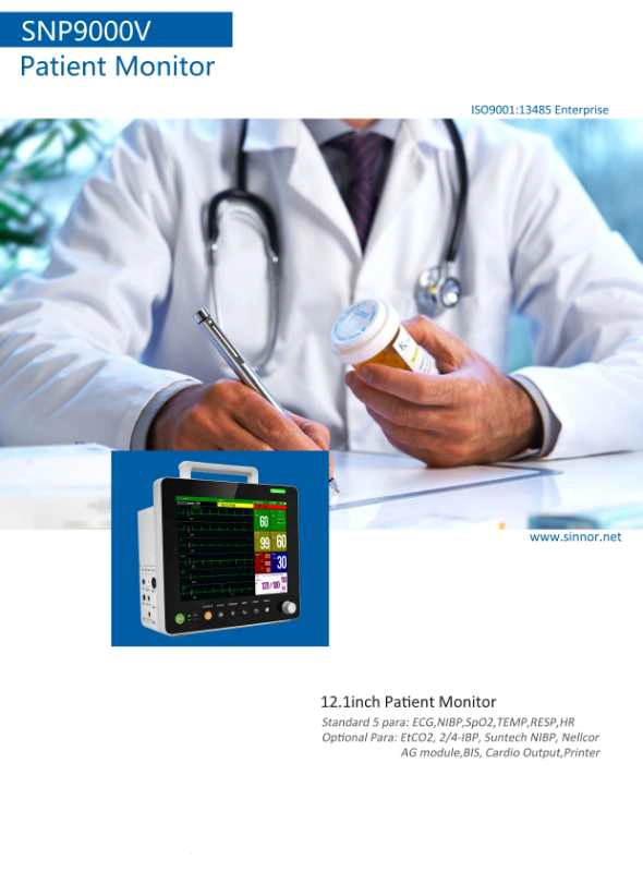 Support Multi-Language 12.1 Inch Color Hospital Emergency Patient Vital Signs Monitor