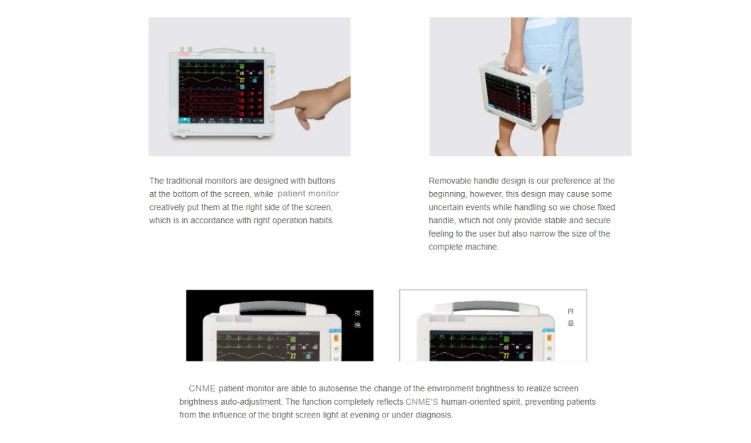 5 Lead ECG/Resp/SpO2/Temp 8 Inch Semi Modular Patient Care Monitor