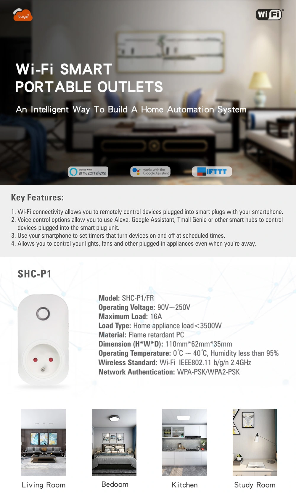 Smart Socket Alexa Plug Energy Monitoring Goklug WiFi Outlet Plug Google Home, Smart Outlets, Alexa WiFi Plug Monitoring, WiFi Outlet