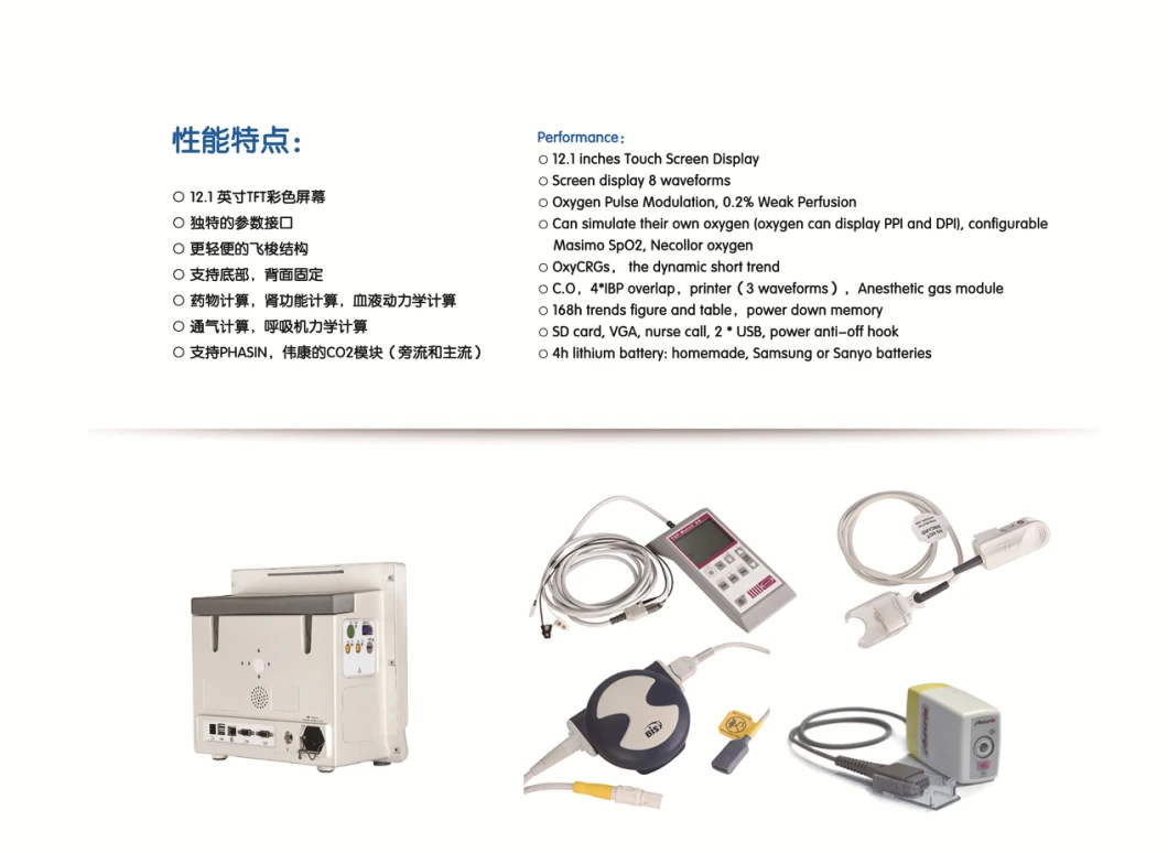 Hosptal Equipments ICU Monitor 6 Parameters Multi Parameter Price Surgical ECG Patient Monitor