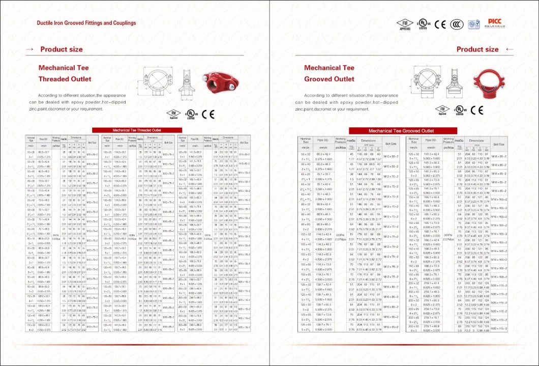 Threaded Mechanical Tee Iron Cast Iron Fire Protective Pipe Fitting