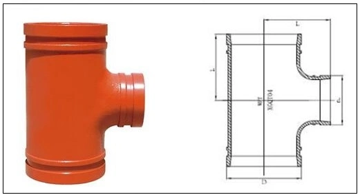 Ductile Cast Iron Grooved Reducing Tee for Fire Protection System / Reducing Tee Grooved