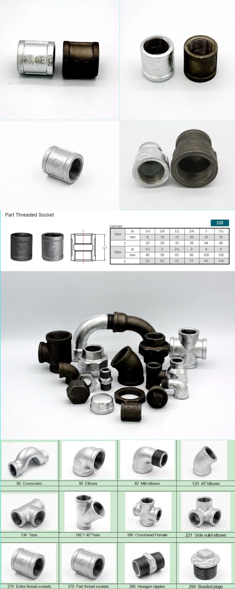 Malleable Cast Iron Fittings, Socket/Coupling