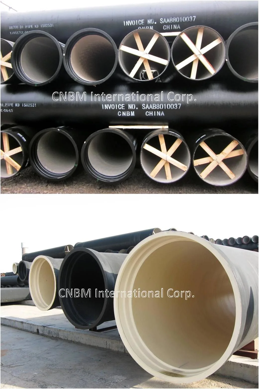 Ductile Cast Iron Pipes with Red Epoxy Coating