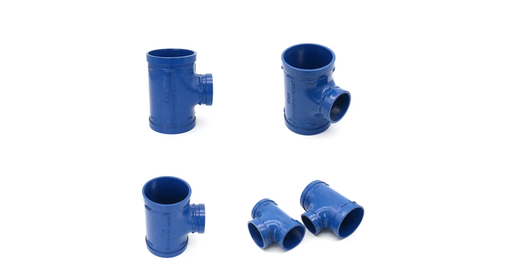 Casting Ductile Iron Pipe Fittings Grooved Reducing Tee Used for Fire Sprinkler System (Size 4''*3'')