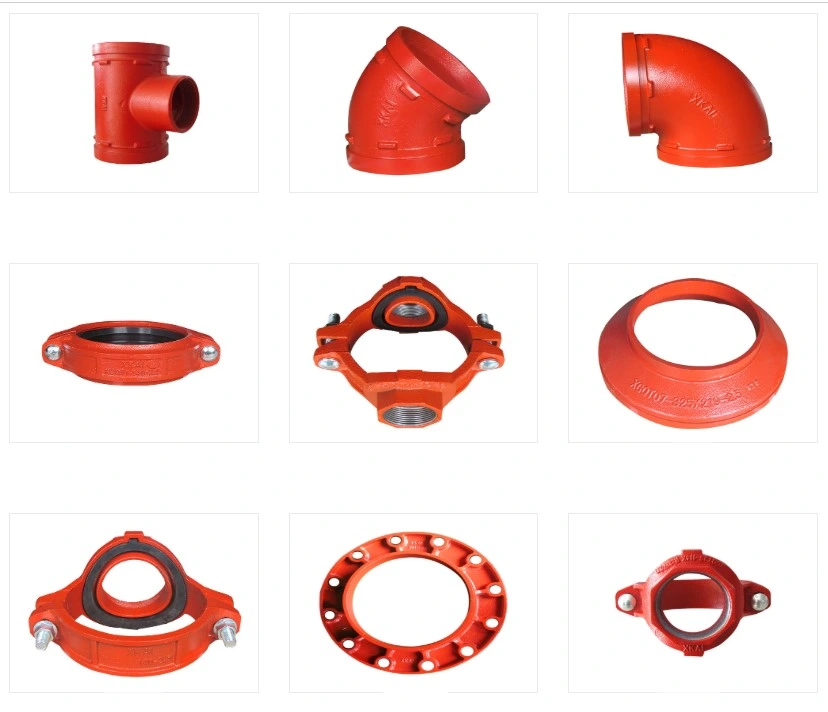 FM/UL Certificated Casting Ductile Iron Pipe Fittings Grooved Reducing Tee (Size 6 1/4OD'' * 5 1/4OD'')