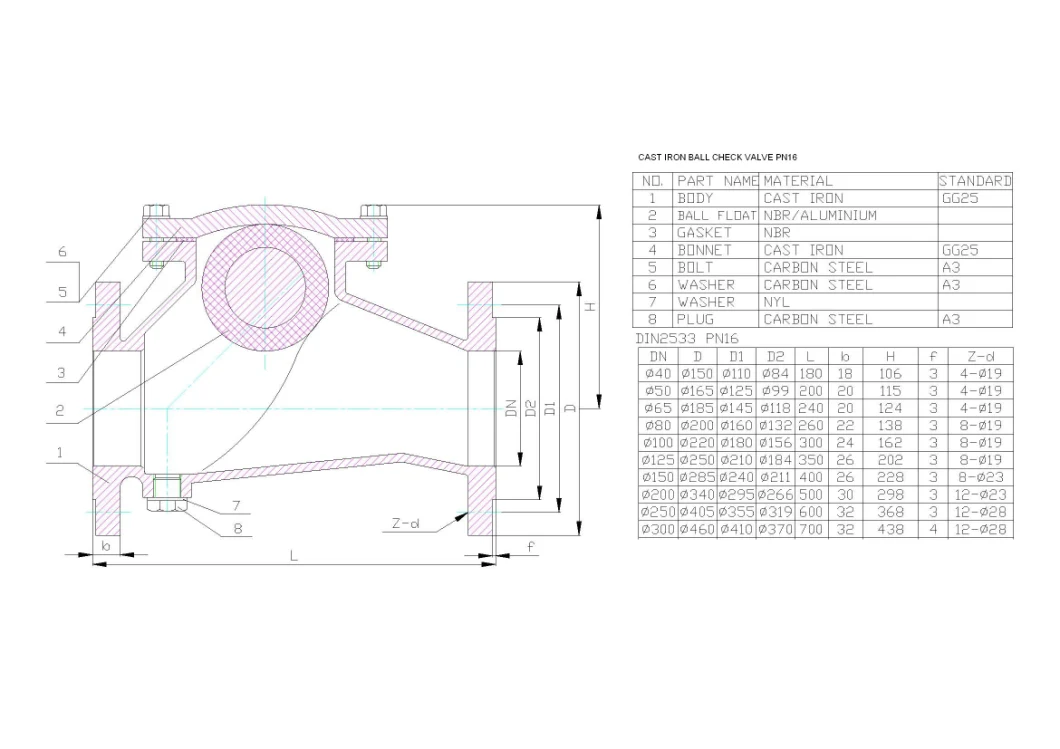 Cast Iron/Ductile Iron Flanged Ball Check Valve