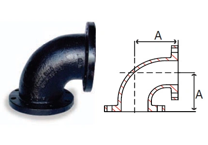 Awwa C110 Fitting A536 250psi 45 Degree Flanged Elbow Cast Iron Flanged Joint