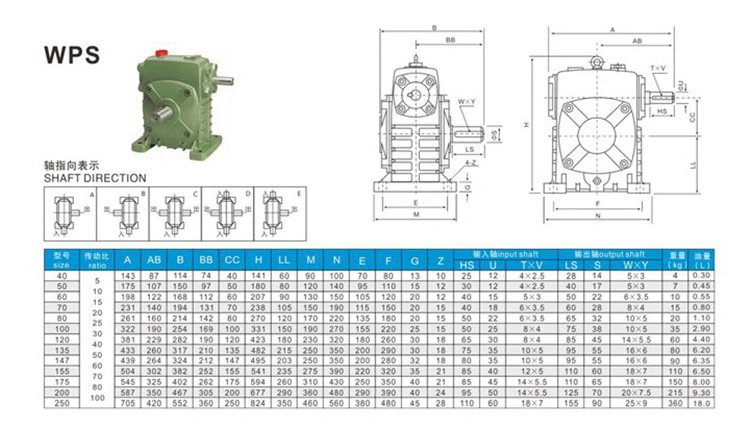 Wpa Series Worm Gear Reducer Cast Iron Reduction Gearbox