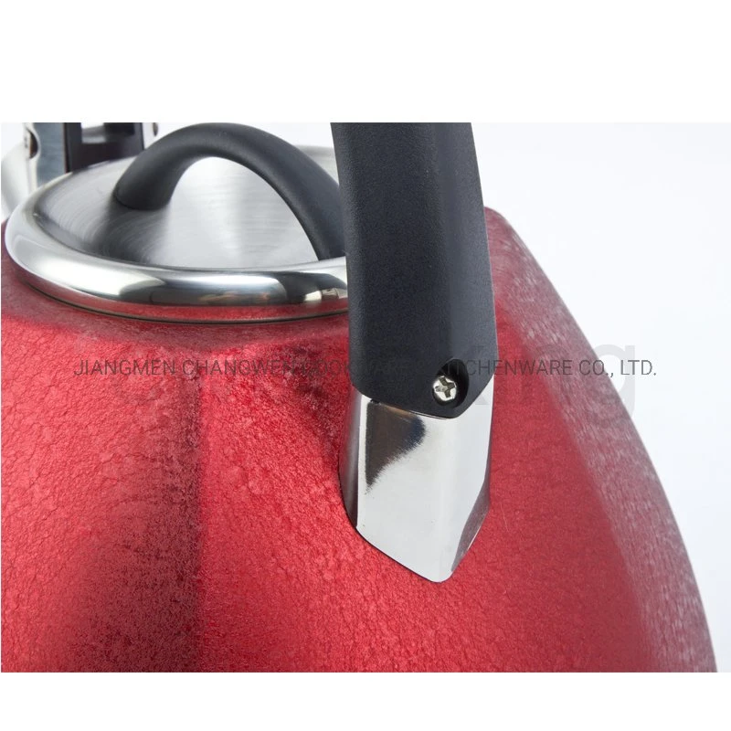 New Style 3.0L Whistling Kettle Pot Stainless Steel Tea Kettle with Red Ice Paint