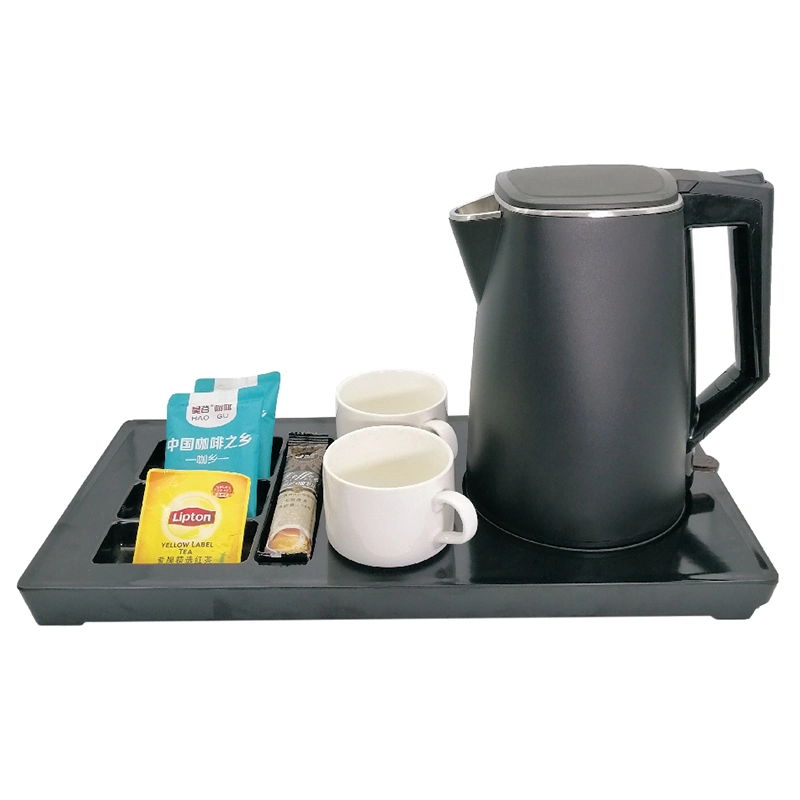 Black Hotel Guestroom Electric Kettle with Tray Set