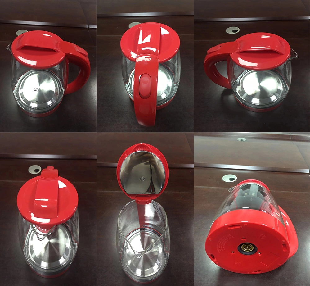 Hotel Household Appliances Red Color Glass Electronic Kettle with Anti-Dry Function 1.8L High Borosilicate Electric Kettle Durable and Safe to Boil