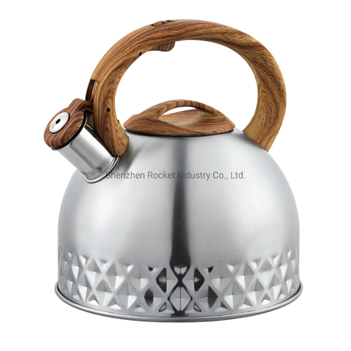 Wooden Color Handle Stainless Steel Kettles Whistling Tea Kettle Water Cooking Kettle