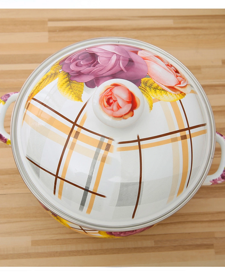 Full Flower Decal Enamel Teapot Pot Kettle Set