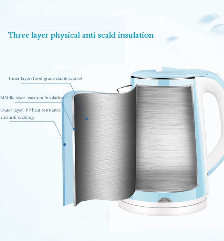 Fashion Thermal Heat Insulation Preservation Automatic Power off Electric Kettle with Large Capacity Logo Printing