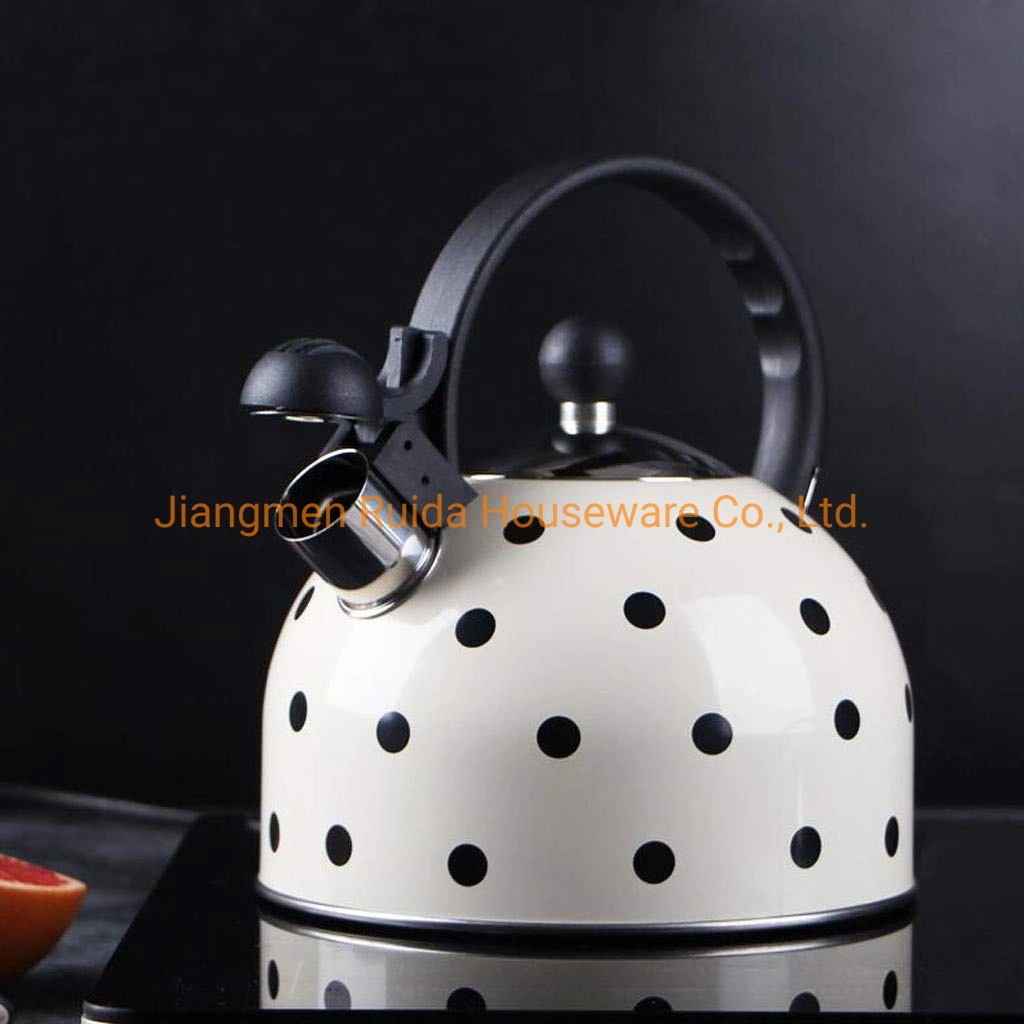 White and Black Painting Single Bottom Turkish Stainless Steel Kettle Hot Water Whistling Tea Kettle