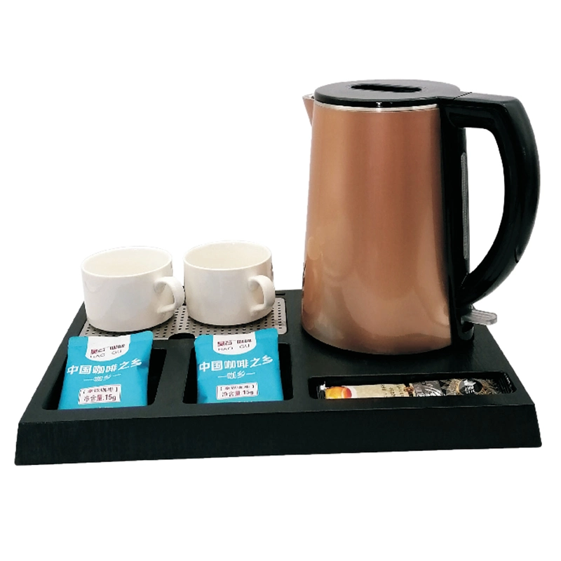 5 Star Hotel Modern Gold Electrical Kettle with Tray Set