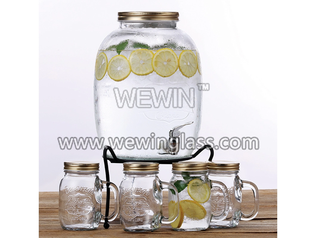 Popular China Wholesales 6PCS Water Dispensers Glass Pot-Kettle with Iron Rack Glass Pot-Kettle