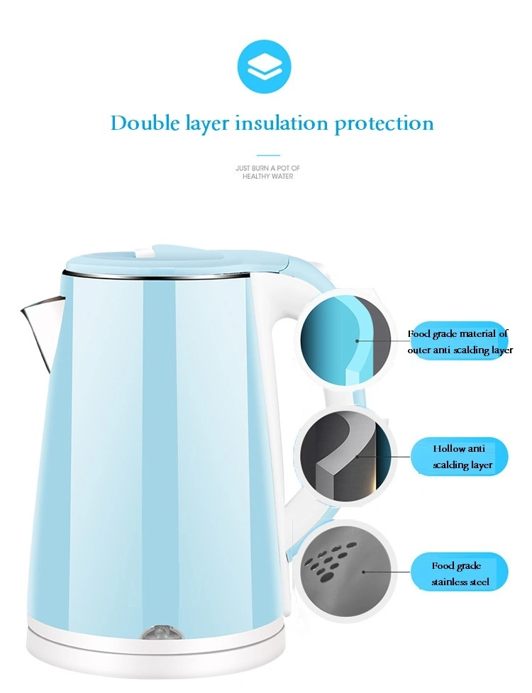 Fashion Thermal Heat Insulation Preservation Automatic Power off Electric Kettle with Large Capacity Logo Printing