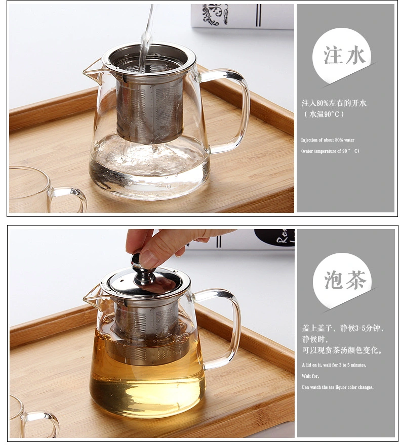 Borosilicate Glass Tea Pot Kettle Set, Teapot Set with Glass Lid and Filter