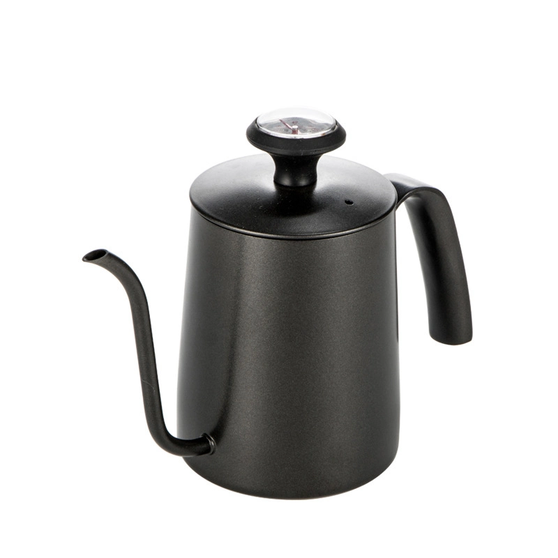 Cdp06018bk1-TM 600ml Black Vintage 304 Stainless Steel Gooseneck Kettle Hand Pour Over Coffee Tea Pot