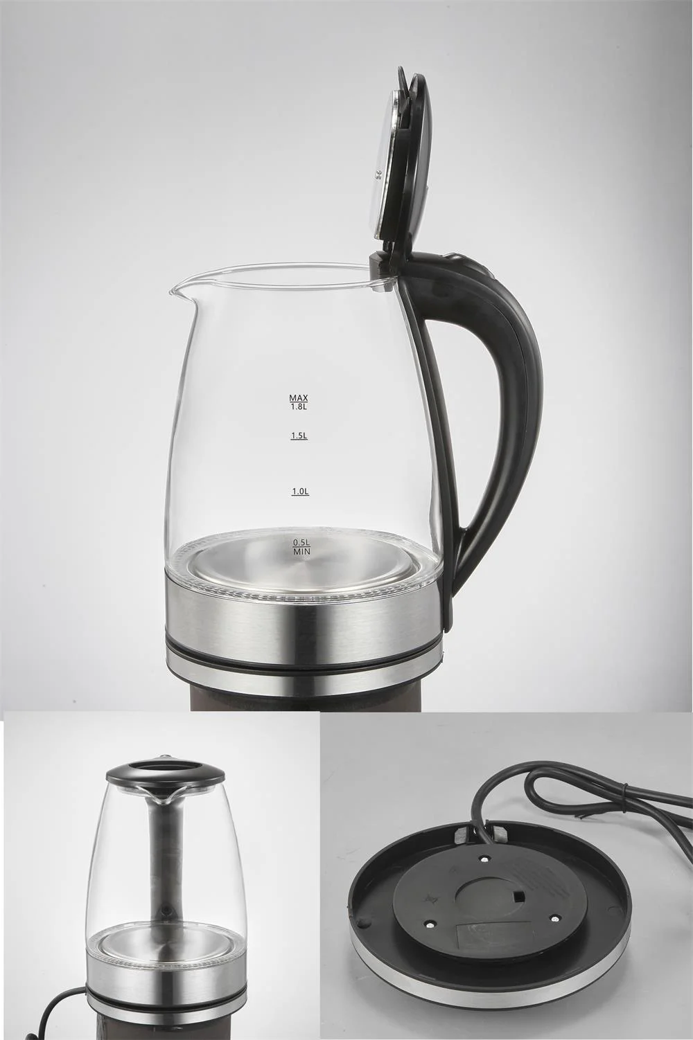 Electric Glass Kettle Hot Water Tea Pot Household Kitchen Appliances Water Jug