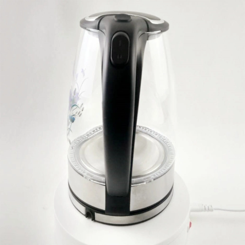 Flower Painting Temperature Sensitive Change Color Glass Electric Kettle Gek010