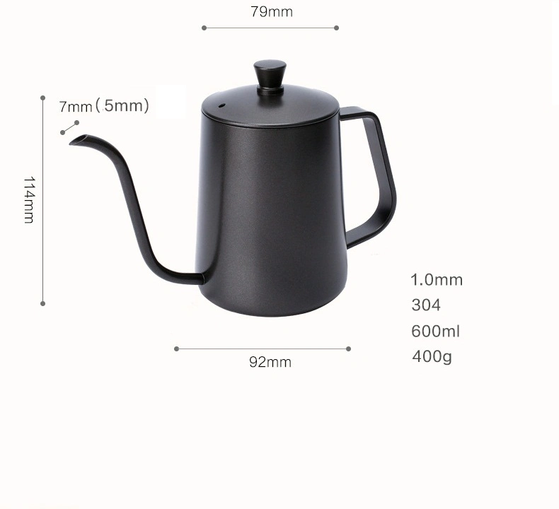 Hot Sell 600ml Hand Drip Coffee Pouring Kettle Fine Stainless Pour Over Gooseneck Tea Pot