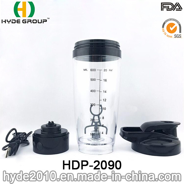 600ml Popular BPA Free Plastic Electric Vortex Shaker Bottle, Customized Electric Powder Shaker Bottle (HDP-2090)