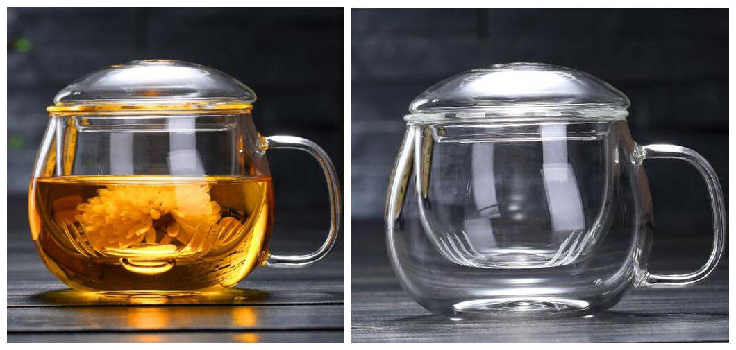 Hand Made Glass Tea Cup with Infsuer Drinking Glass Cup Borosilicate Glass Tea Cup