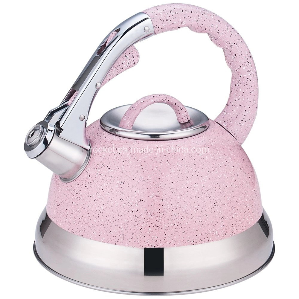 Pink Color Capsuled Bottom Induction Cooker Use Home Water Cooking OEM Metal Kettle Wistling Water Kettles
