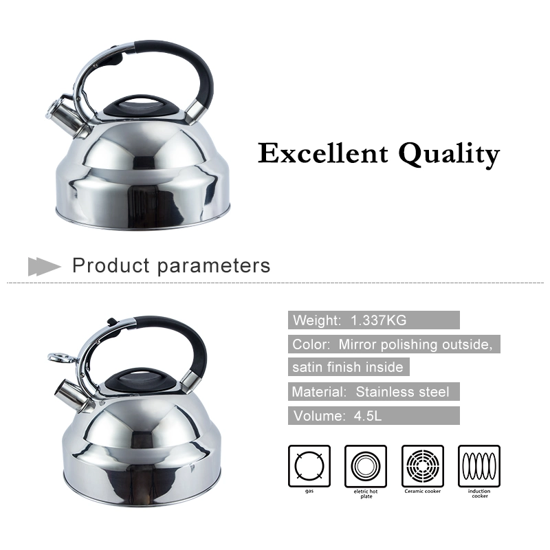Large Capacity 4.5L Stainless Steel Tea Kettle with Capsule Bottom