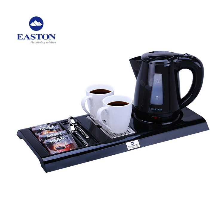 Hotel Melamine Trays with Plastic Kettle Set, 0.8L Electric Teapot Kettle with Tea Tray Set