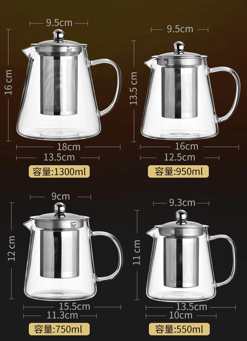 Wholesale Borosilicate Glass Teapot Tea Infuser Kettle Glass Cup Tea