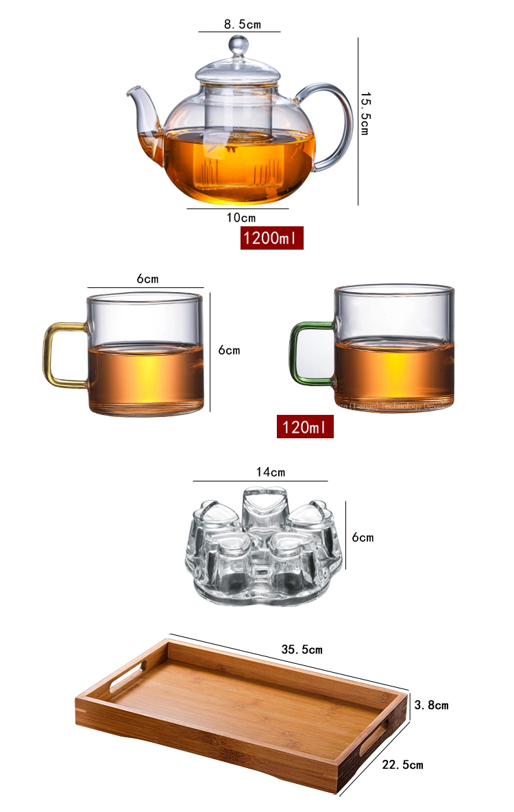 800/1000ml Factory Pyrex Borosilicate Glass Teapot Kettle Set with Glass Filter