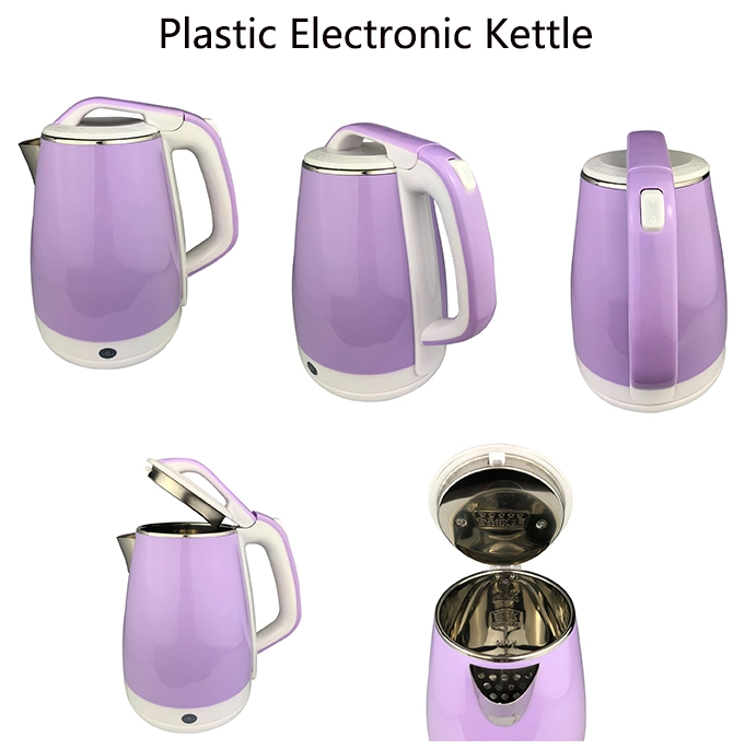 Simple Design Plastic Electronic Kettle with Single Golden Temperature Control