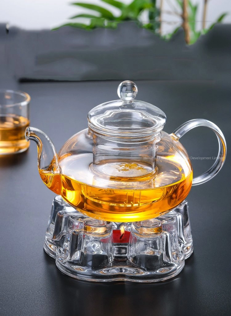 1200ml High Borosilicate Glass Tea Kettle Set, Heart-Resistant Glass Teapot with Glass Filter