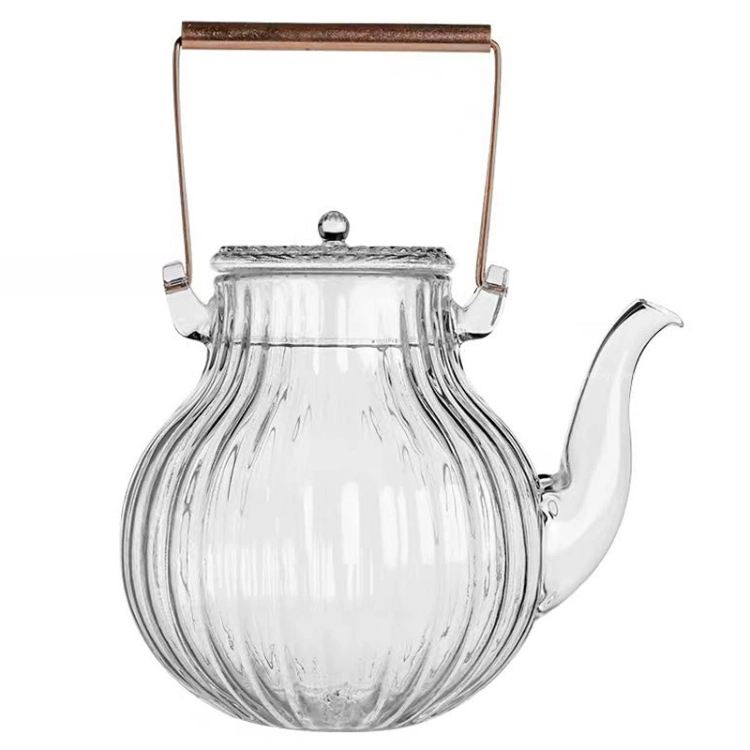 850ml Pyrex Borosilicate Glass Teapot Kettle Set with Copper Handle and Glass Filte