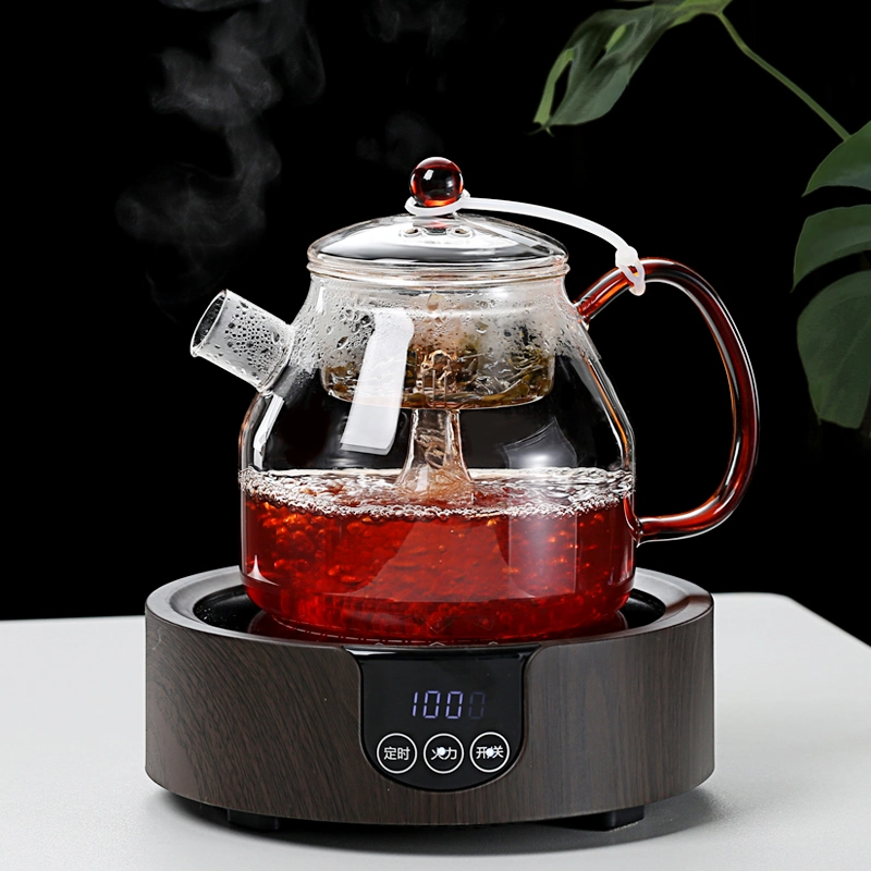 1.1L Pyrex Glass Teapot Tea Maker Kettle with Glass Filter