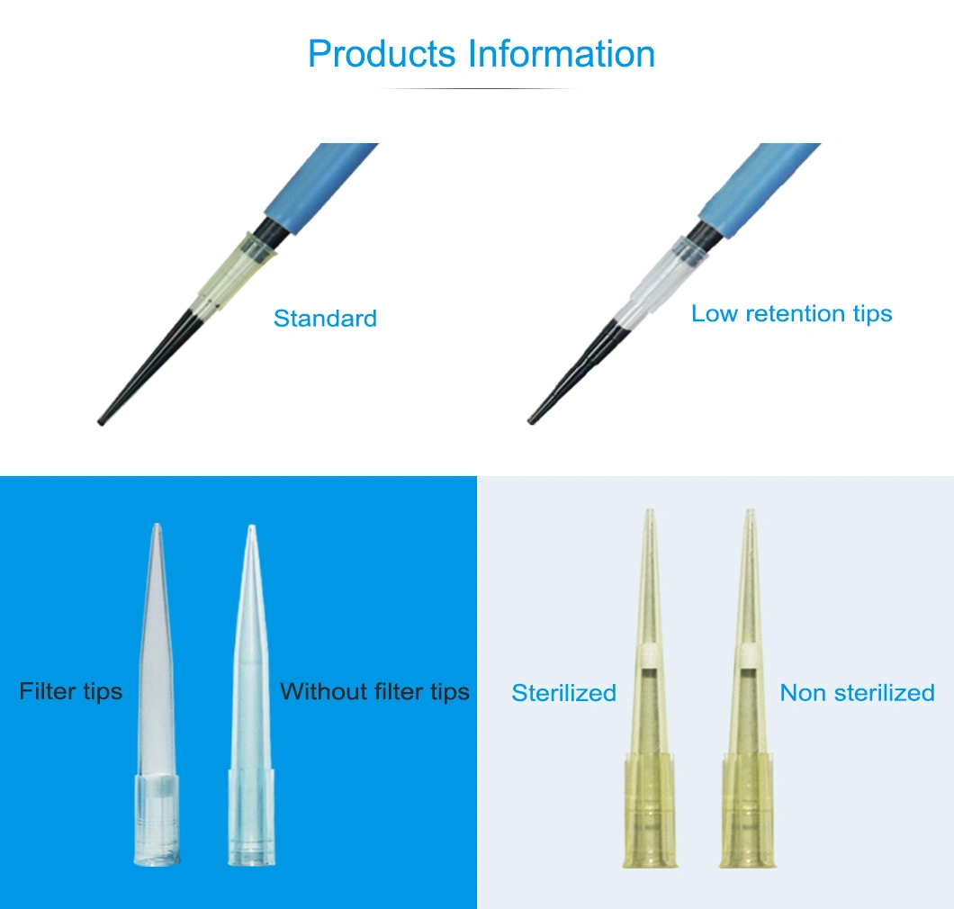 Universal Disposable Siliconized 200UL 1000UL Yellow Blue Pipette Tips From China