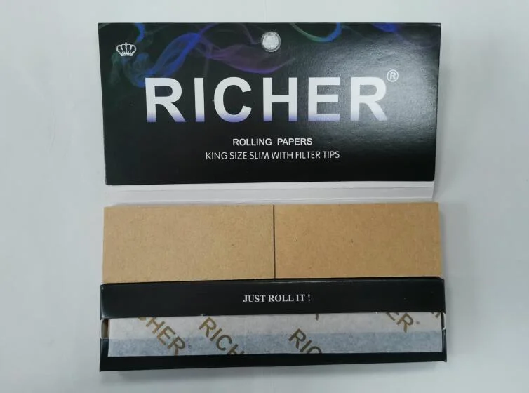 Coustom Your Brand Unbleached Hemp/Bleached White Nature Cigarette Rolling Paper with Filter Tips
