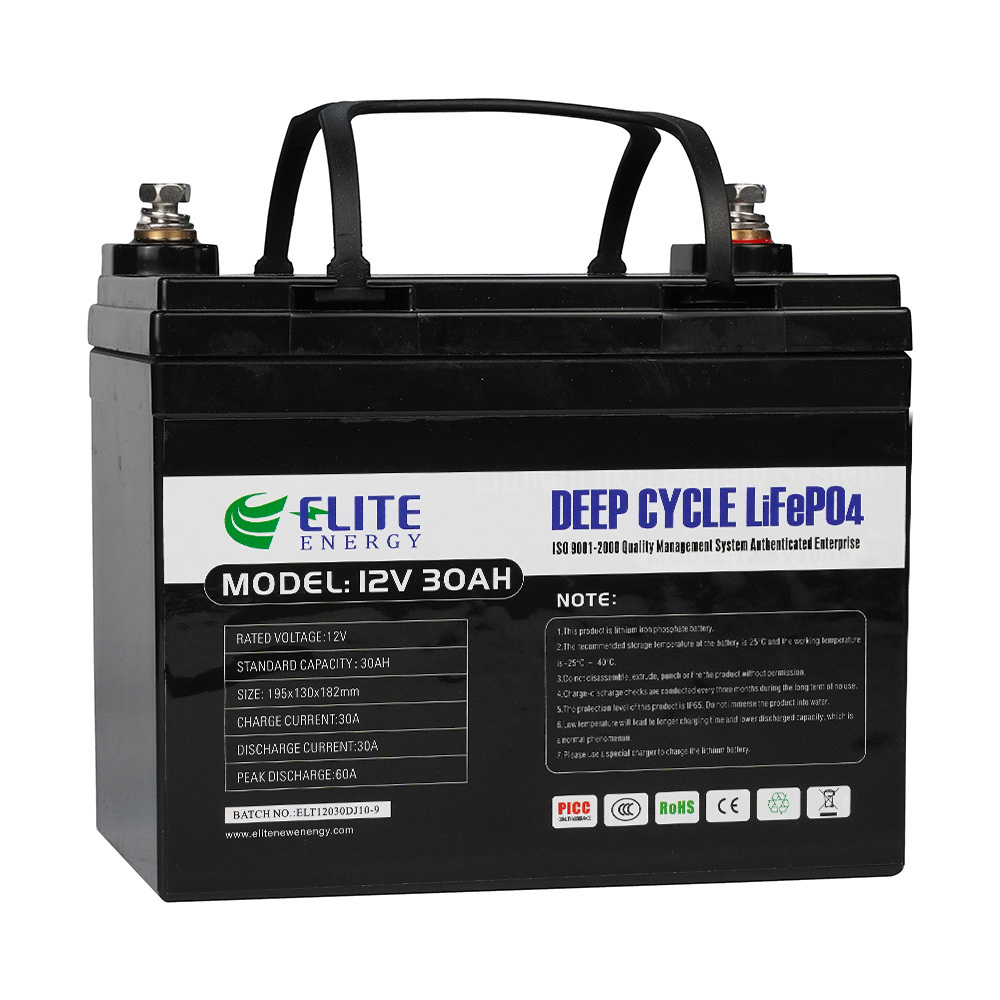 Elite High Retention Rate LiFePO4 Lithium Ion 12V 30ah Battery Pack with Low Self-Discharge Rate