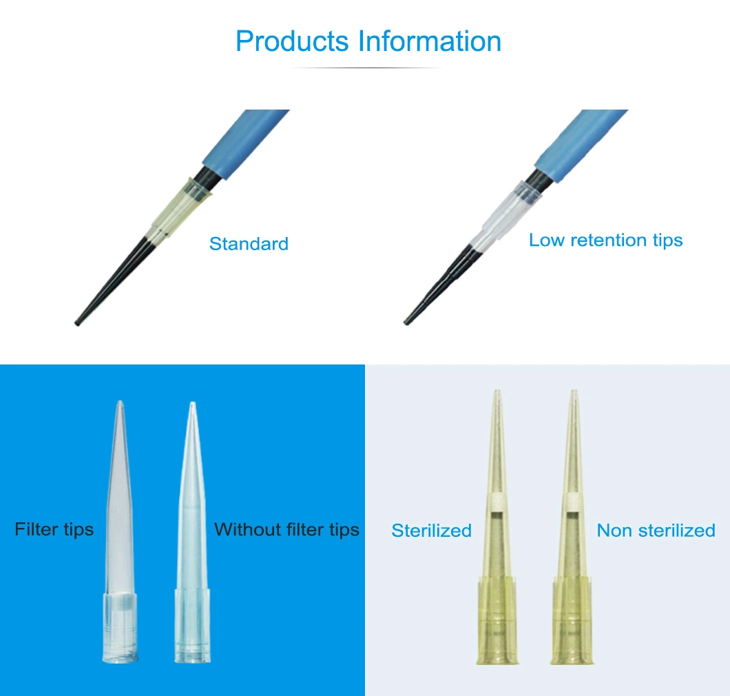 Micro Pipette DNA Rna Free Nature Pipette Filter Tips with Rack