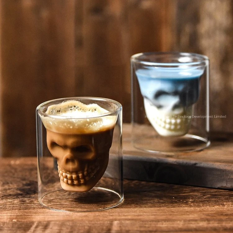 25/75/150/250 Ml Borosilicate Glass, Double Wall Glass Whiskey Skull Cup