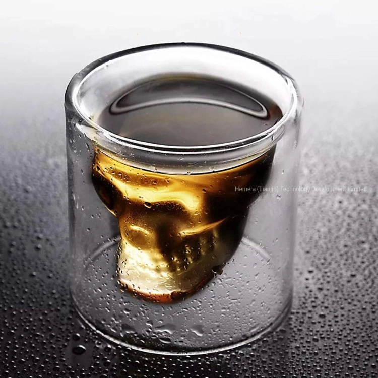 25/75/150/250 Ml Borosilicate Glass, Double Wall Glass Whiskey Skull Cup